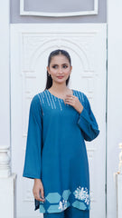 Premier Essence By Neesh Stitched Co Ords Summer Suit-Seastitch - 2 Piece