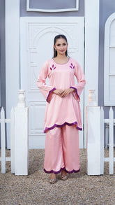 Premier Essence By Neesh Stitched Co Ords Summer Suit-Duskyplum - 2 Piece