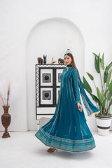 Manahils Stitched Formals Kurti 106-Teal