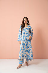 Tiraz Stitched 2 Piece Summer Suit-Neelam - 2pc