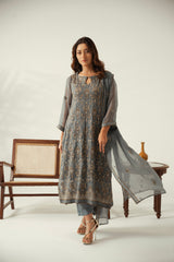 Diva By Zouj Unstitched 3 Piece Luxury Chiffon Collection'2025-Silver Charm