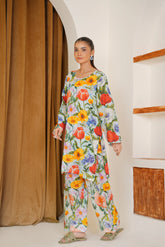 Qurb Unstitched 2 Piece Summer Collection'2025-Sky Bloom