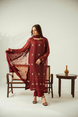 Diva By Zouj Unstitched 3 Piece Luxury Chiffon Collection'2025-Ruby Bliss