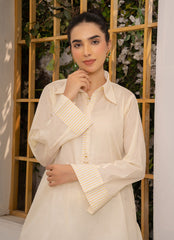 Pastel Weaves - Ahlam By Safa Textile Stitched 2 Piece Summer Solids and Basics Suit-Sandie