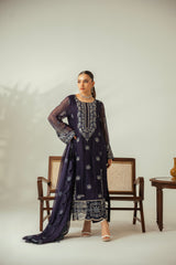 Diva By Zouj Unstitched 3 Piece Luxury Chiffon Collection'2025-Royal Sapphire