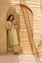 Yashfa Studio Stitched 2 Piece Solids Brazilian Lawn Suit-LIME ELAN