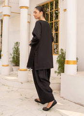 Pastel Weaves - Ahlam By Safa Textile Stitched 2 Piece Summer Solids and Basics Suit-Monochrome Swirl