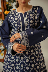 Serene By Zouj Stitched Co Ords Emb Cotton Suit-Blue