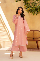 Yashfa Studio Stitched 2 Piece Solids Brazilian Lawn Suit-ROUGE