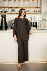 Zouj Stitched Co Ords Spring Solids Suit-Drizzle