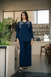 Zouj Stitched Co Ords Spring Solids Suit-Merlot