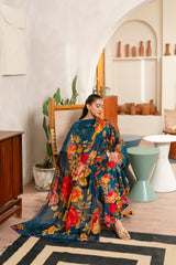 Feathers Unstitched 3 Piece Digital Printed Lawn Summer Suit-NELAM-FT465
