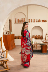Feathers Unstitched 3 Piece Digital Printed Lawn Summer Suit-GARNET-FT452