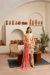 Feathers Unstitched 3 Piece Digital Printed Lawn Summer Suit-LUXOR-FT463