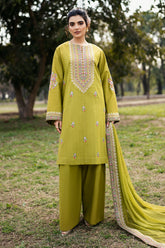 Fresco By Sheenora Stitched 3 Piece Lawn Edit Collection'2025-Olive Obsession