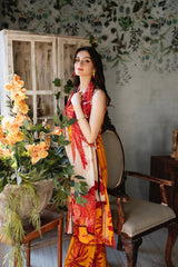 Feathers Unstitched 3 Piece Summer Collection-Ochre-FT387