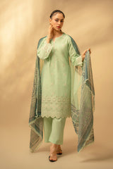 Zouj Unstitched 3 Piece Chikankari Lawn Edit Suit-Sage Bloom