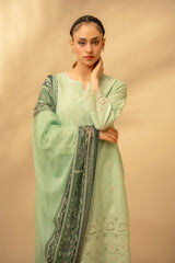 Zouj Unstitched 3 Piece Chikankari Lawn Edit Suit-Sage Bloom