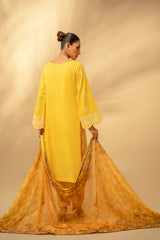 Zouj Unstitched 3 Piece Chikankari Lawn Edit Suit-Honey Yellow