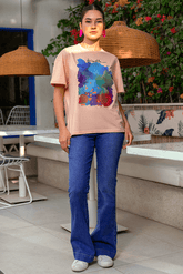 Z Street By Zaaviay Stitched Boxy Fit Graphic Tee (Pink)