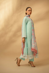 Zouj Unstitched 3 Piece Chikankari Lawn Edit Suit-Glacier Blue