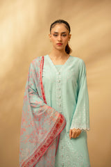 Zouj Unstitched 3 Piece Chikankari Lawn Edit Suit-Glacier Blue