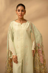 Zouj Unstitched 3 Piece Chikankari Lawn Edit Suit-Pistachio Essence
