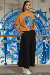 Z Street By Zaaviay Stitched Boxy Fit Graphic Tee (Ochre)