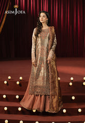Asim Jofa Premium Festive Ajpf-16 Embroidered Zari Tissue 3 Pcs