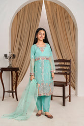 Khayat Stitched 3 Piece Festive Formals Kids Suit-Aquira