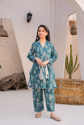 Threads & Weaves Stitched 2 Piece Lawn Collection'2025-Teal Elegance Lawn Suit-RTWL25103