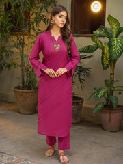 Tng By Md Solid Co Ords Collection-Rangat Hot Pink