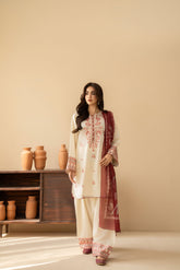 Tiraz Stitched 3 Piece Summer Suit-Roshni