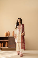 Tiraz Stitched 3 Piece Summer Suit-Roshni