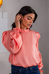 Kross Kulture Stitched Royal Silk Solid Charmeuse Silk Top