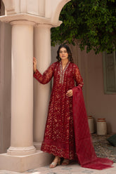 Rang Nirala By Manahils Stitched 3 Piece Formals Collection'2025-K-151-MAROON