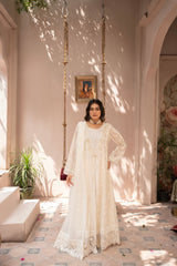 Saffiya By Manahils Stitched 3 Piece Formals Collection'-2025K-160-OFF WHITE