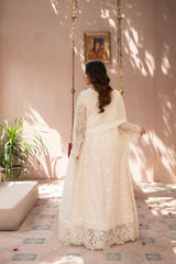 Saffiya By Manahils Stitched 3 Piece Formals Collection'-2025K-160-OFF WHITE