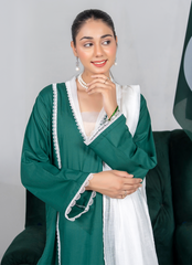 Ahlam By Safa Textile Stitched 3 Piece Summer Independence Edit Suit-Bottle Green