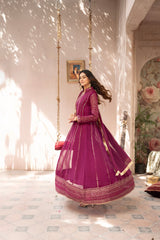 Saffiya By Manahils Stitched 3 Piece Formals Collection'-2025KURTI 106-MAGENTA HAZE