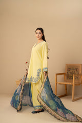 Tiraz Stitched 3 Piece Summer Suit-Sawera