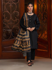 Tng By Md Odhni Collection-Ajrak Batik Silk Odhni (Golden Black)