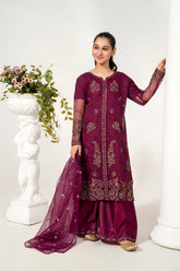 Khayat Stitched 3 Piece Festive Formals Suit-Aubergine-3pc