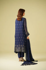 Satrang By Zouj Unstitched 3 Piece Formals Suit-Navy Dusk