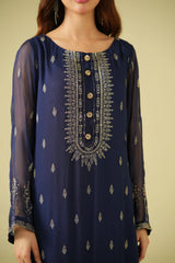 Satrang By Zouj Unstitched 3 Piece Formals Suit-Navy Dusk