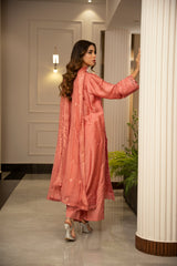 The Silk Allure By Zouj Unstitched 3 Piece Sheesha Silk Collection'2025-Tulip