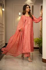 The Silk Allure By Zouj Unstitched 3 Piece Sheesha Silk Collection'2025-Tulip