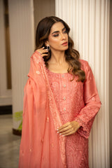 The Silk Allure By Zouj Unstitched 3 Piece Sheesha Silk Collection'2025-Tulip