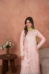 Feathers Unstitched 3 Piece Emb Lawn Summer Suit-Blush Petal Heirloom-FT696
