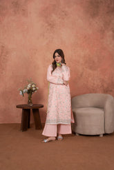 Feathers Unstitched 3 Piece Emb Lawn Summer Suit-Blush Petal Heirloom-FT696
